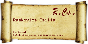 Raskovics Csilla névjegykártya